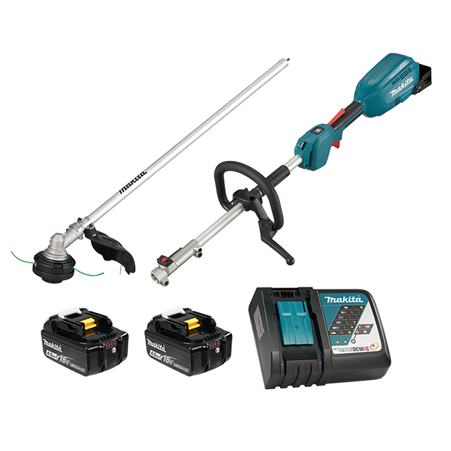 Makita DUX18RMEX2 18V LXT 4.0Ah BL Split Shaft Power Unit Kit with EM409MP 13" Line Trimmer Attachment