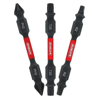 Diablo DDEV25-S3 2-1/2" Double-Ended Phillips, Square and Torx Drive Bit Assorted Pack 3Pk