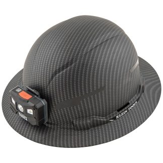 Klein 60346 Full Brim Non-Vented Premium KARBN Pattern Class E Hard Hat with Headlamp