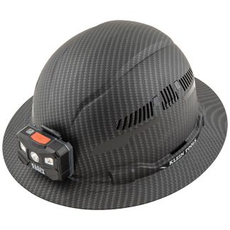 Klein 60347 Full Brim Vented Premium KARBN Pattern Class C Hard Hat with Headlamp