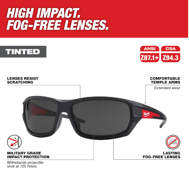 Milwaukee 48-73-2025 Anti-Fog Performance Safety Glasses-Smoke - Image 2