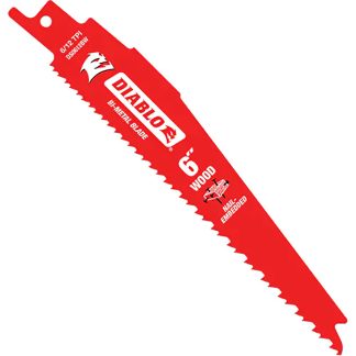 Diablo DS0612BW5C 6" 6/12 TPI Bi-Metal Reciprocating Saw Blade for Nail Embedded Wood