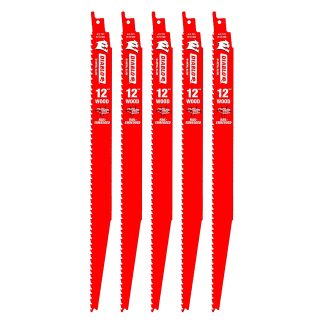 Diablo DS1212BW5C 12" 6/12 TPI Bi-Metal Reciprocating Saw Blade for Nail Embedded Wood