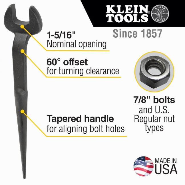 Klein 3223 Spud Wrench 1-1/2" Nominal Size for 7/8" Square and Regular Nuts - Image 2