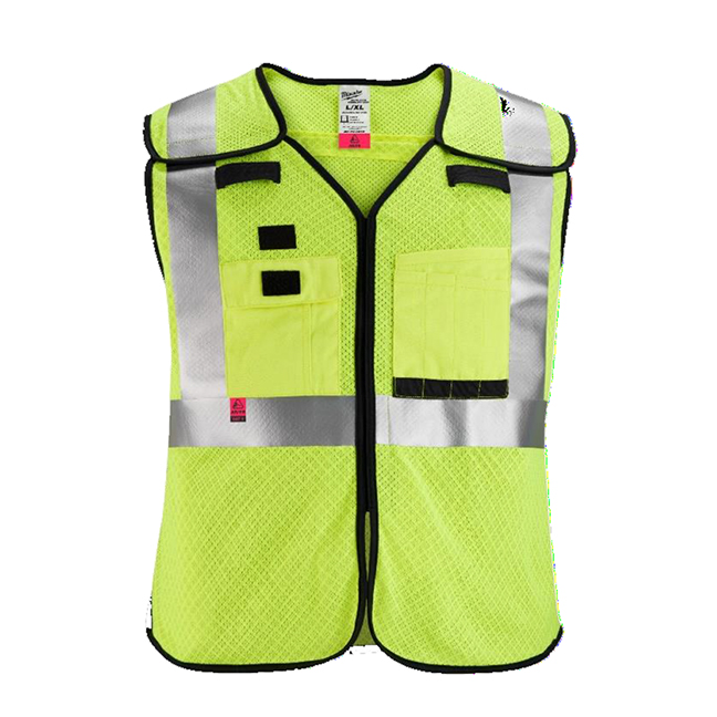 Milwaukee 5210 Series Hi-Viz CAT 1 Class 2 Mesh Tear-Away Safety Vest-Yellow/Green