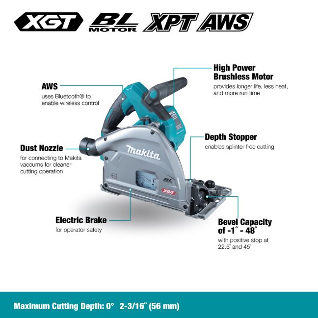Makita SP001GT102 40V MAX XGT 6-1/2" Brushless Plunge Cut Circular Saw with AWS Kit - Image 2