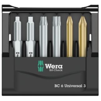 Wera 136380 Bit Check 6 Universal 3 Extra-Hard Driver Bits Carded 6-Pack