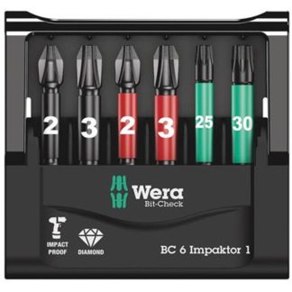 Wera 136383 Bit Check 6 Impaktor 2 - Set of 6 Driver Bits - Carded