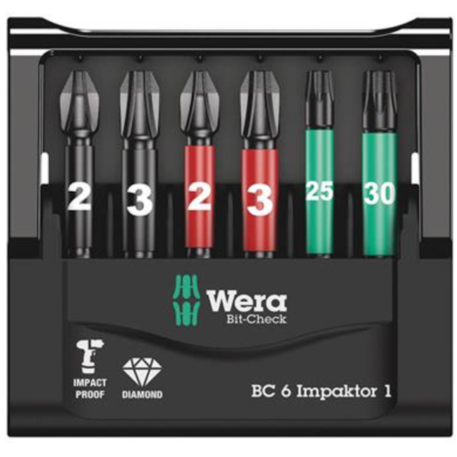 Wera 136383 Bit Check 6 Impaktor 2 - Set of 6 Driver Bits - Carded