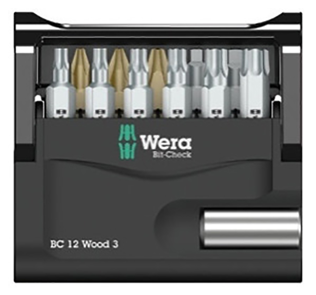 Wera 136388 Carded Bit Check Wood 3 with 11 Driver Bits and 1 Bit Holder