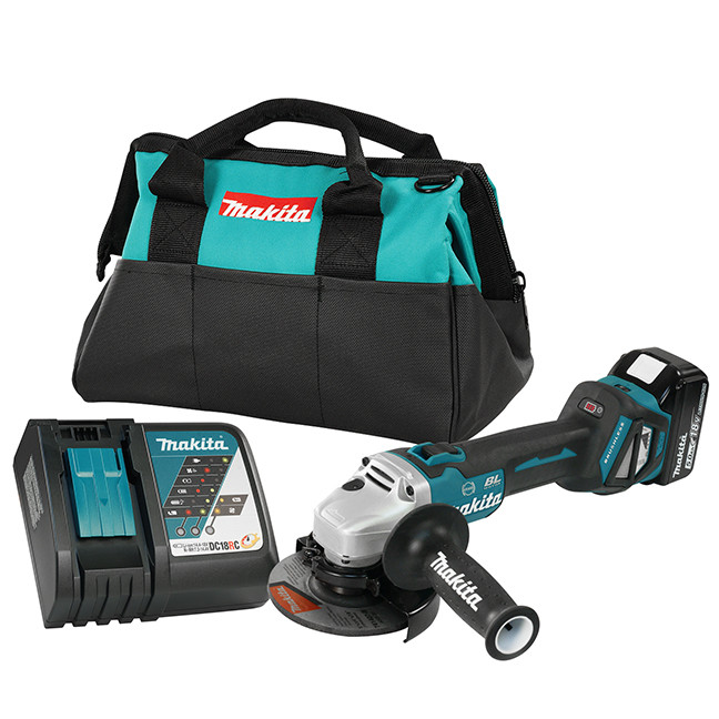 Makita DGA513RTX1 18V LXT Brushless Cordless 5" Angle Grinder w/Slide Switch (5.0 Ah Kit)