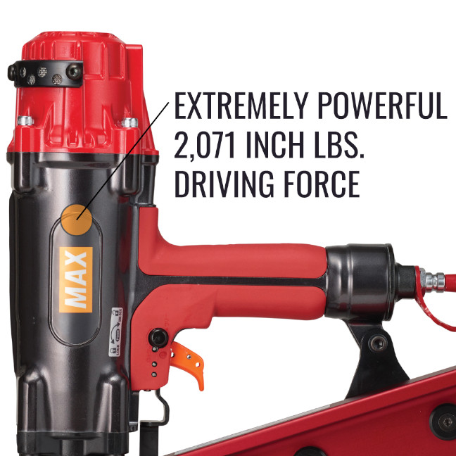 Max Tools HS130 High Pressure 5-1/8" 21º Full Round Head Framing Stick Nailer - Image 2