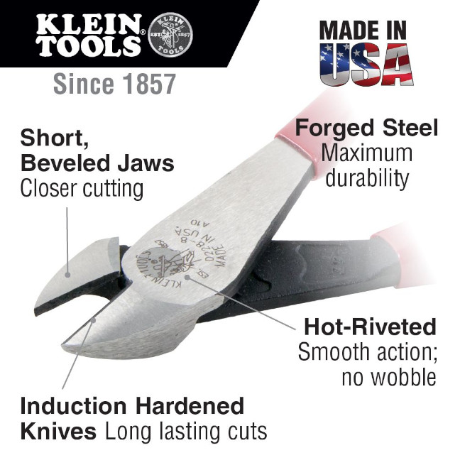 Klein D2000-28 8" Heavy-Duty High-Leverage Diagonal Cutting Pliers - Image 2