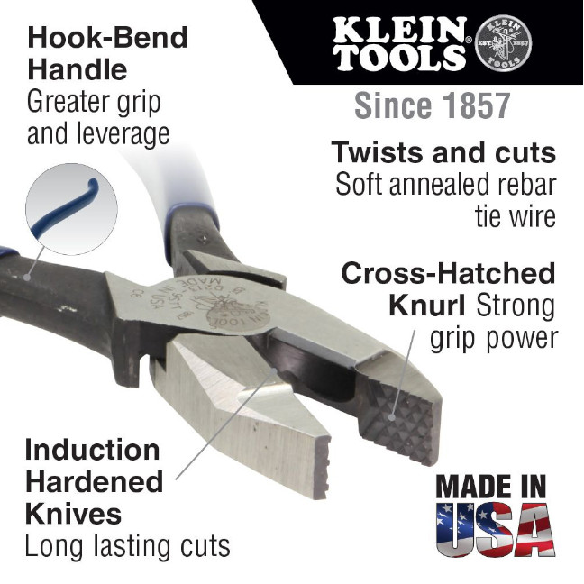 Klein D213-9ST High-Leverage Ironworker's Side-Cutting Pliers 9" - Image 2