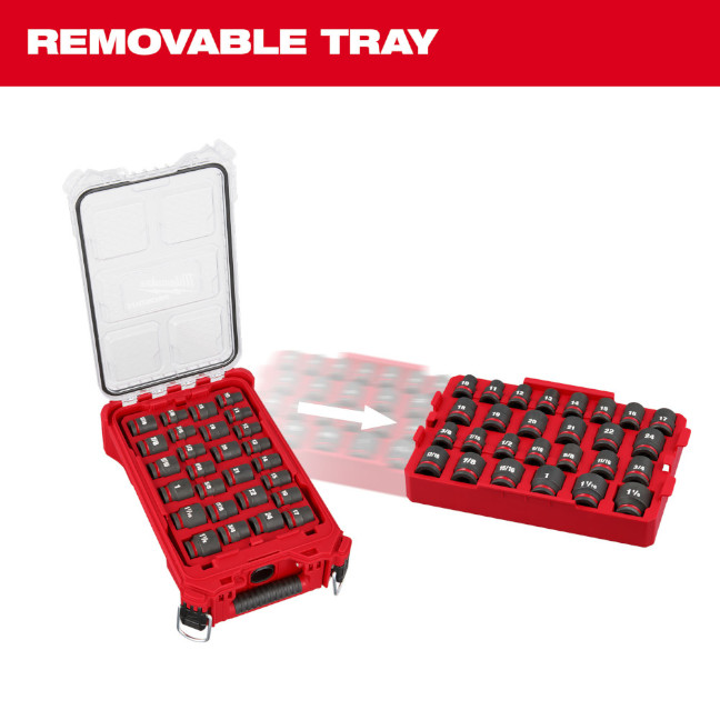 Milwaukee 49-66-6804 PACKOUT SHOCKWAVE 1/2" Drive Metric and SAE Impact Socket Set 27-Piece - Image 3