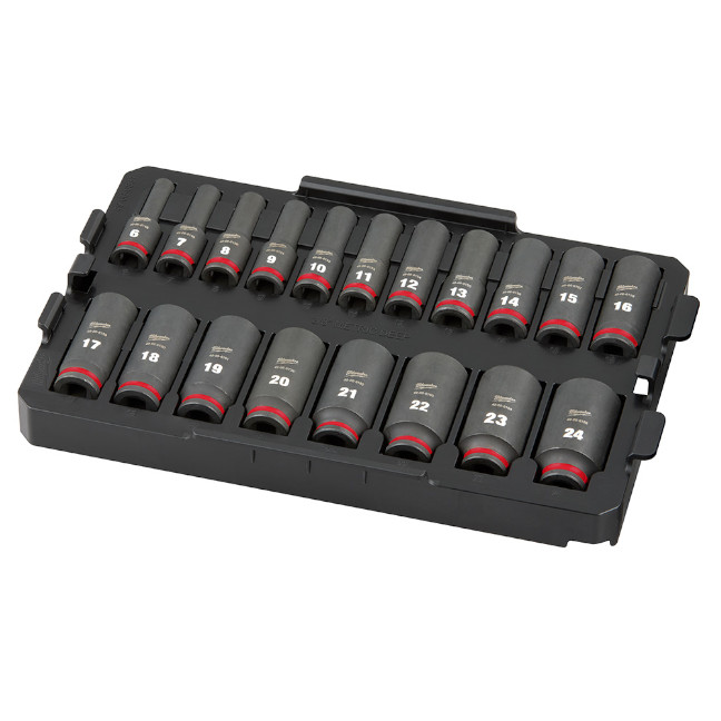 Milwaukee 49-66-6816 Packout Shockwave 3/8" Drive 19pc Metric Impact Socket Set Loaded Tray