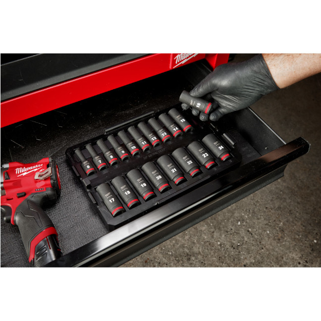 Milwaukee 49-66-6816 PACKOUT SHOCKWAVE 3/8" Drive Metric Impact Socket Set Loaded Tray 19-Piece - Image 2