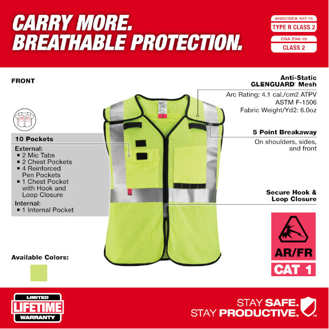 Milwaukee CAT 1 Class 2 Mesh Breakaway Vest