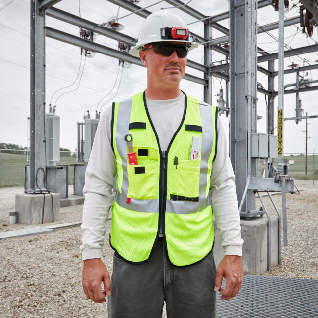 Milwaukee 5210 Series Hi-Viz CAT 1 Class 2 Mesh Tear-Away Safety Vest-Yellow/Green - Image 3