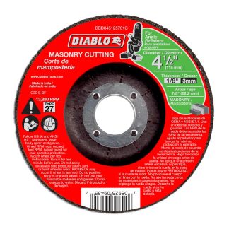 Diablo CDD045125701C 4-1/2" x 1/8" x 7/8" Type 27 Cut Off Grinder Wheel/Disc for Masonry Cutting