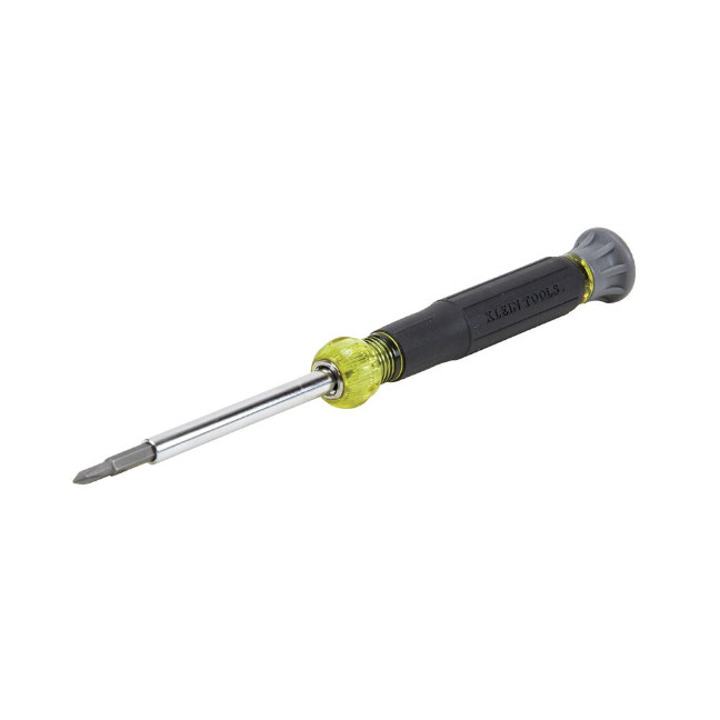 Klein 32581 Multi-Bit Electronics Screwdriver, 4-in-1, Phillips, Slotted Bits