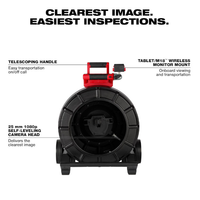 Milwaukee 2975-20 M18 200ft. Mid-Stiff Pipeline Inspection Reel - Image 2