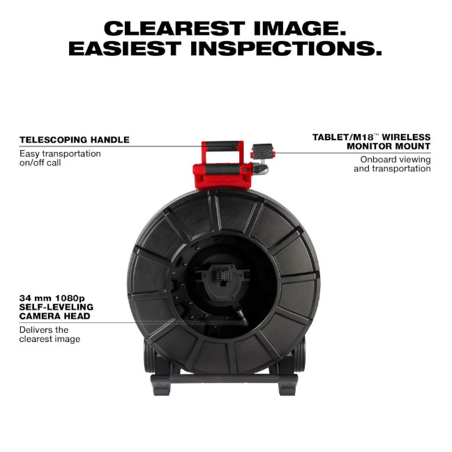 Milwaukee 2976-20 M18 325 ft. Stiff Pipeline Inspection Reel - Image 2