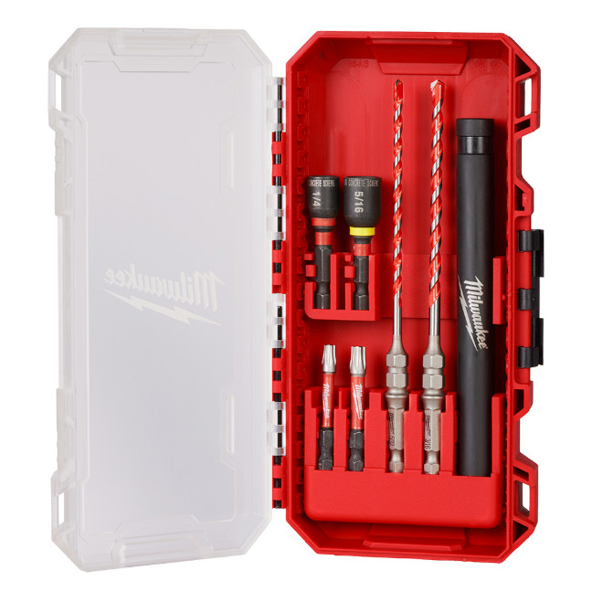 Milwaukee 48-20-9097 SHOCKWAVE Impact Duty Carbide Hammer Drill Bit Concrete Screw Install Kit 7-Piece
