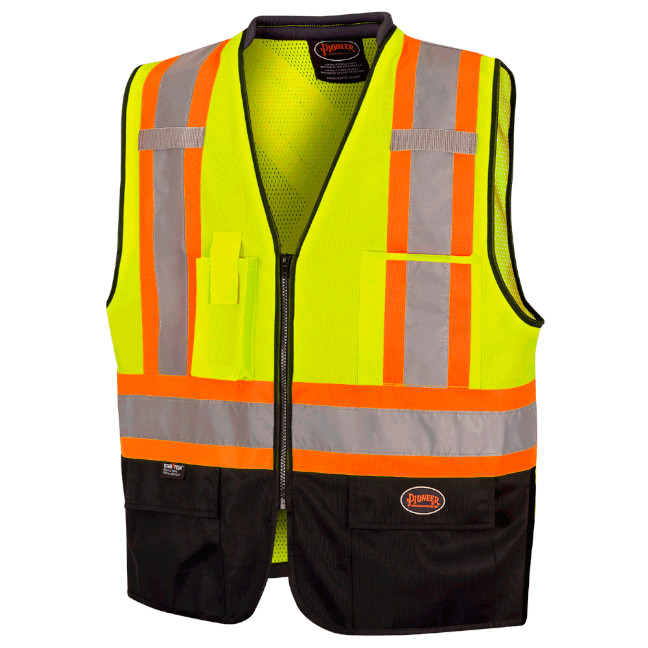 Pioneer 6895 V1024960 Hi-Viz Bi-Colour Mesh Back Safety Vest-Yellow/Green