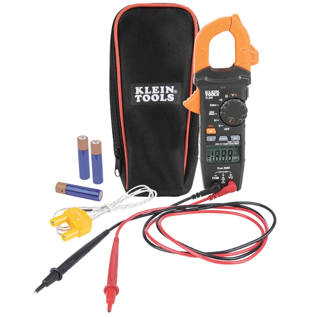 Klein CL220 Digital Auto Ranging Clamp Meter With Temperature, 400 Amp