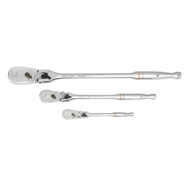 Gearwrench 81276T 1/4", 3/8" and 1/2" Drive 90-Tooth Locking Flex Head Teardrop Ratchet Set 3-Piece