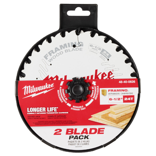 Milwaukee 48-40-0626 6-1/2" 24T Framing Blade 2-Pack
