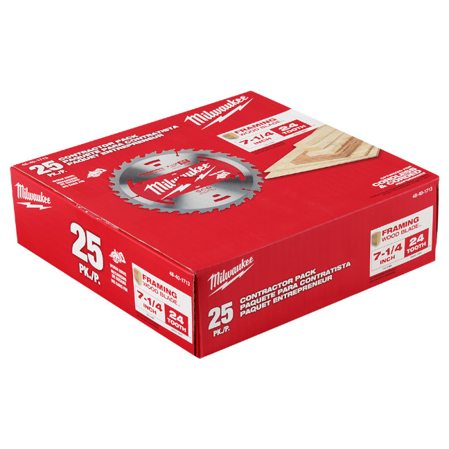 Milwaukee 48-40-1713 7-1/4" 24T Construction Worm Drive Framing Blade 25-Pack