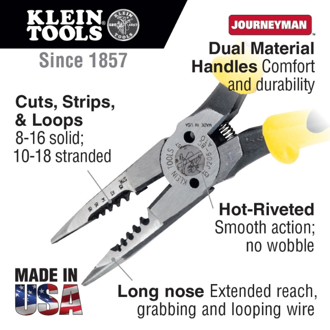 Klein J206-8C 8-1/2" All-Purpose Spring Loaded Needle Nose Pliers - Image 2
