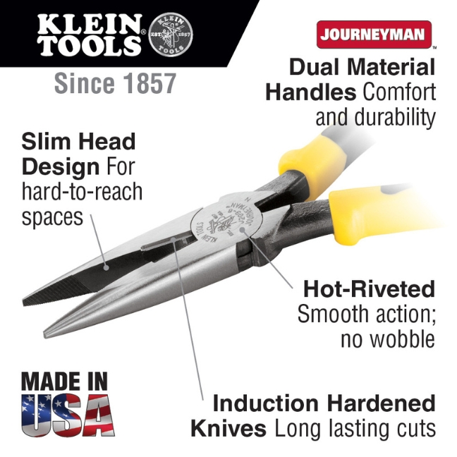 Klein J203-8 8" Needle Nose Side-Cutter Pliers - Image 2