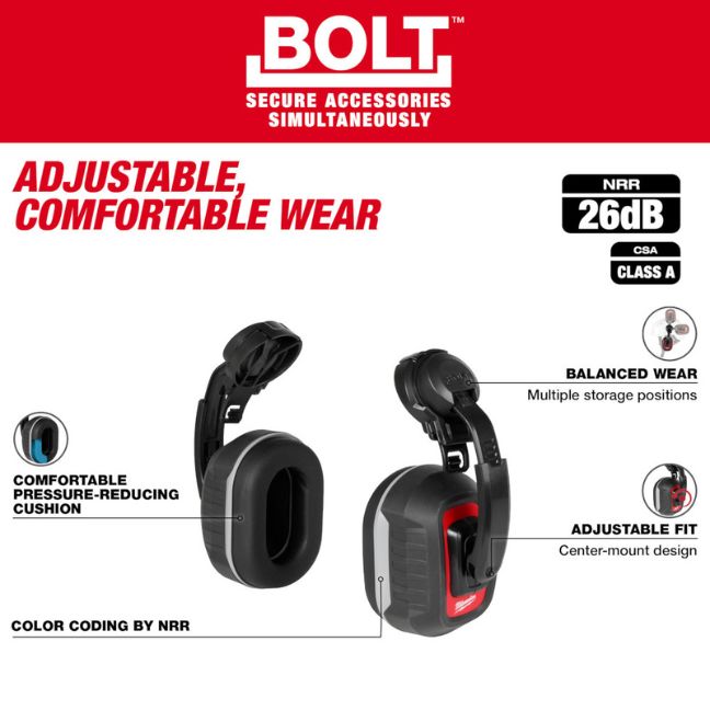 Milwaukee 48-73-3251 BOLT 26dB Hard Hat Earmuffs - Image 2