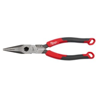 Milwaukee MT555 USA Made 8" Long Nose Comfort Grip Pliers