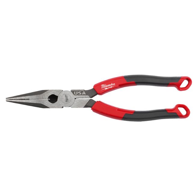 Milwaukee MT555 USA Made 8" Long Nose Comfort Grip Pliers