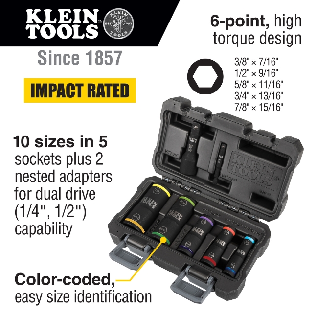 Klein 66070 Flip Impact Socket Set 7-Piece - Image 2