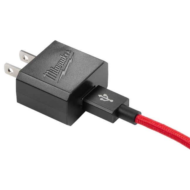 Milwaukee 48-59-1209 3ft USB-C and 2.1A Wall Charger with Micro USB Adaptor