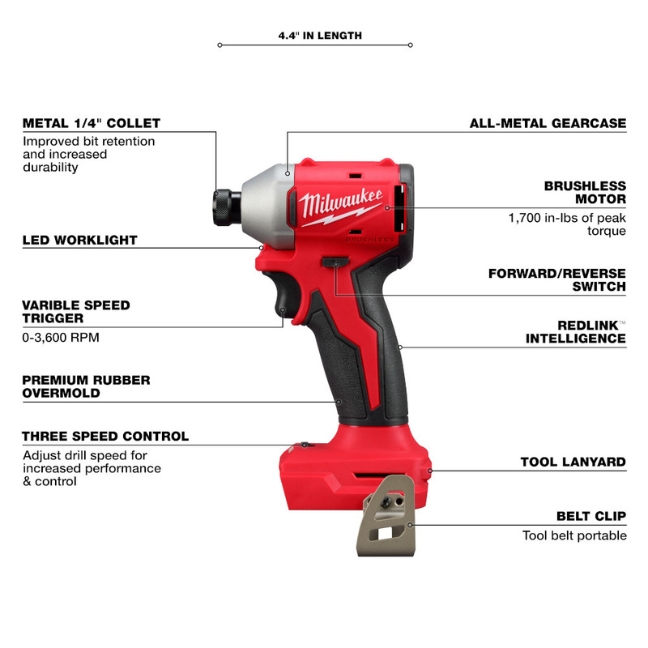Milwaukee 3651-20 M18 Compact Brushless 1/4" 3-Speed Hex Impact Driver - Tool Only - Image 2