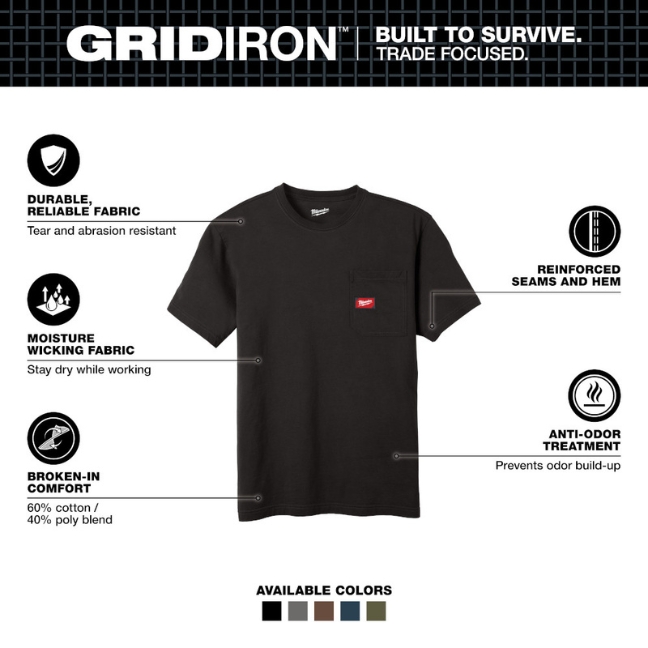 Milwaukee 605 Series GRIDIRON Short Sleeve Pocket T-Shirt - Image 2