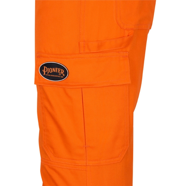 Pioneer V2121350 4462W Women's Hi-Viz Cotton Safety Pants - Orange - Image 2