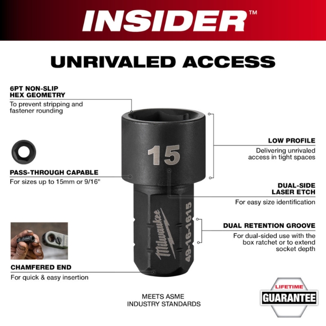 Milwaukee 49-16-1644 INSIDER Box Ratchet 6-Point Socket - 1/2"