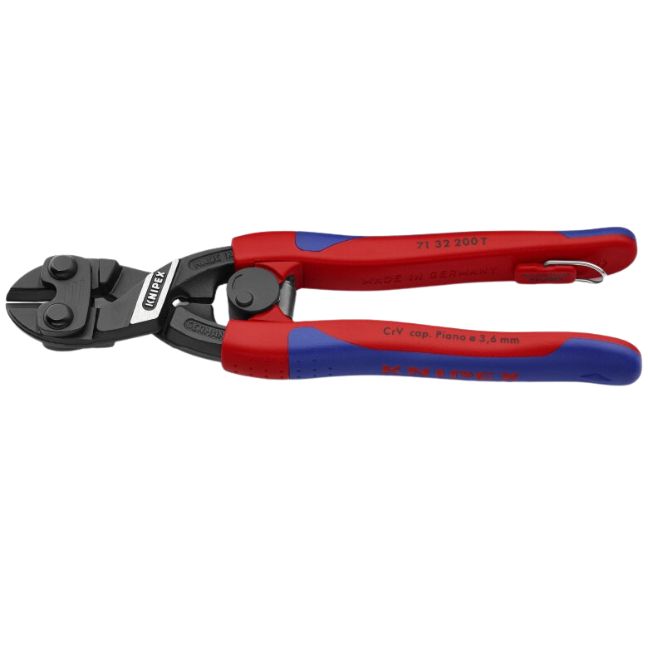 Knipex 7132200TBKA 8" COBOLT High Leverage Compact Bolt Cutter - Notched Blade - Tether Point