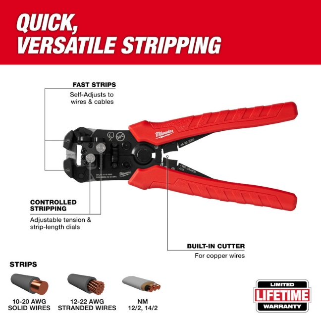 Milwaukee 48-22-3082 Self-Adjusting Wire Stripper and Cutter - Image 2