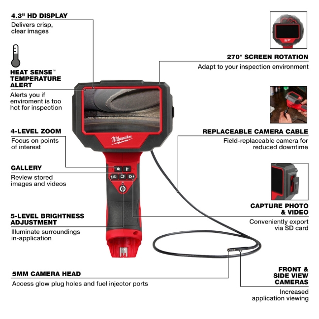 Milwaukee 3150-20 M12 Auto Technician Borescope - Image 2
