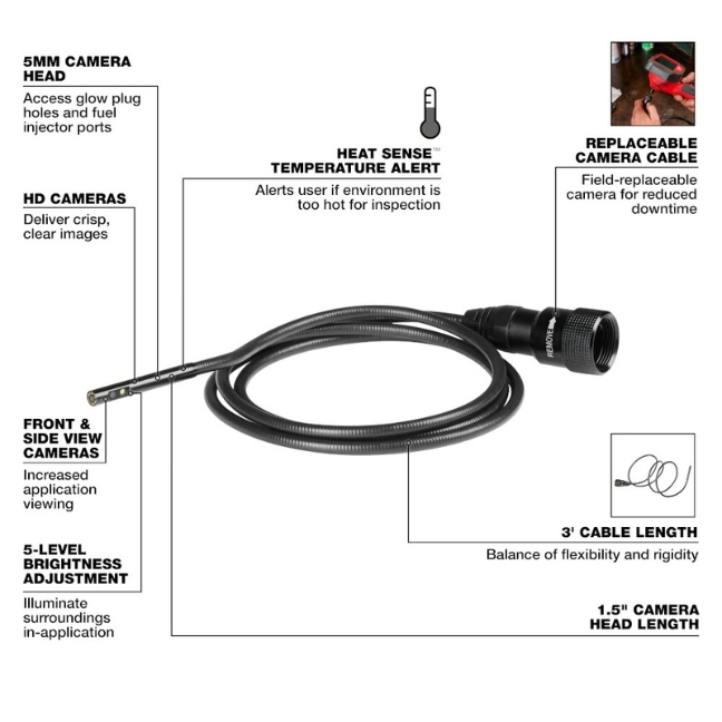 Milwaukee 48-53-3150 5mm Borescope Camera Cable - Image 2