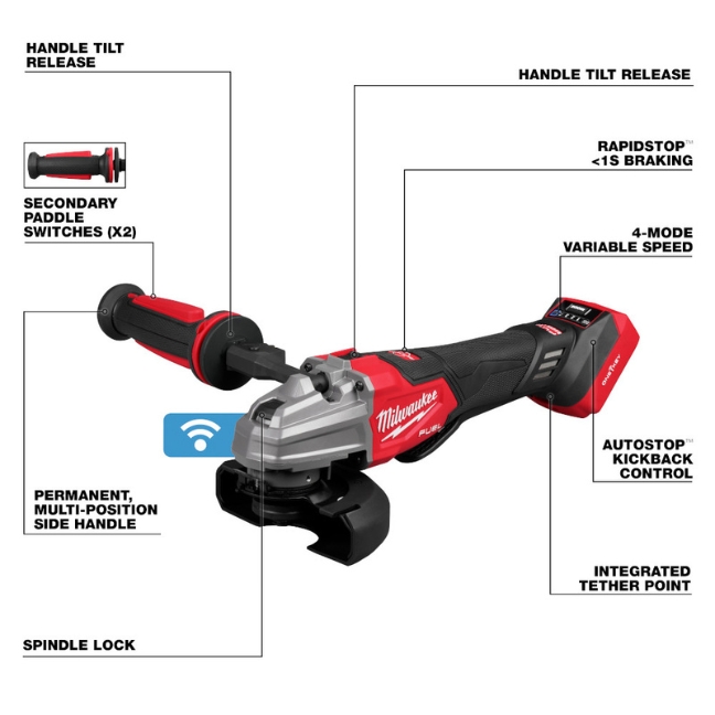 Milwaukee 2986-20 M18 FUEL 4-1/2" / 5" Dual-Trigger Braking Grinder - Tool Only - Image 2