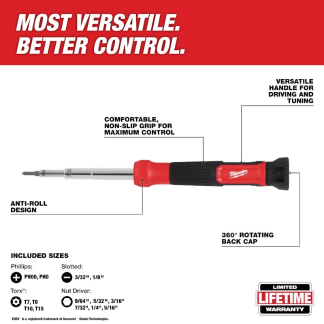 Milwaukee 48-22-2933 14-in-1 Precision Multi-Bit Screwdriver - Image 2